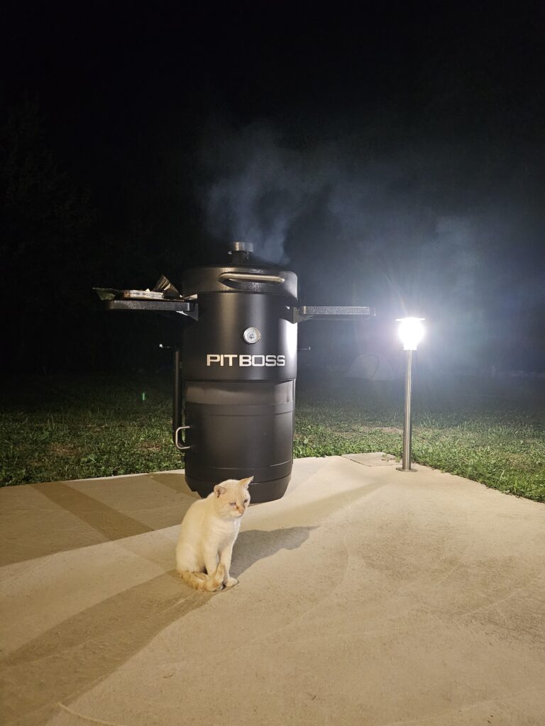 photo de nuit du barbecue PITBOSS